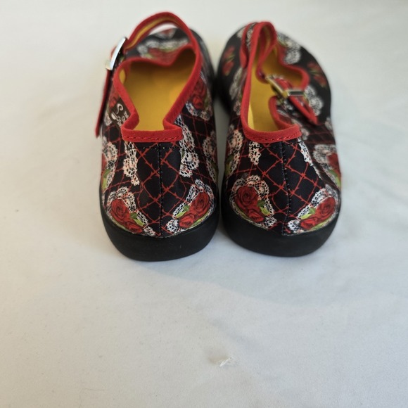 Hot Chocolate - Chocolaticas Mary‎ Jane Flats Rose Lace Print Buckle Shoes 7.5 - Picture 6 of 11